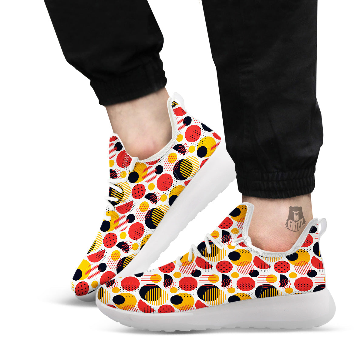 New Style Polka Dot Ornaments Print Pattern White Athletic Shoes-grizzshop