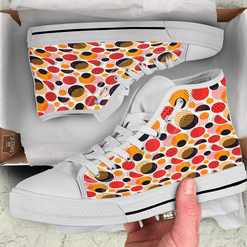 New Style Polka Dot Ornaments Print Pattern White High Top Shoes-grizzshop