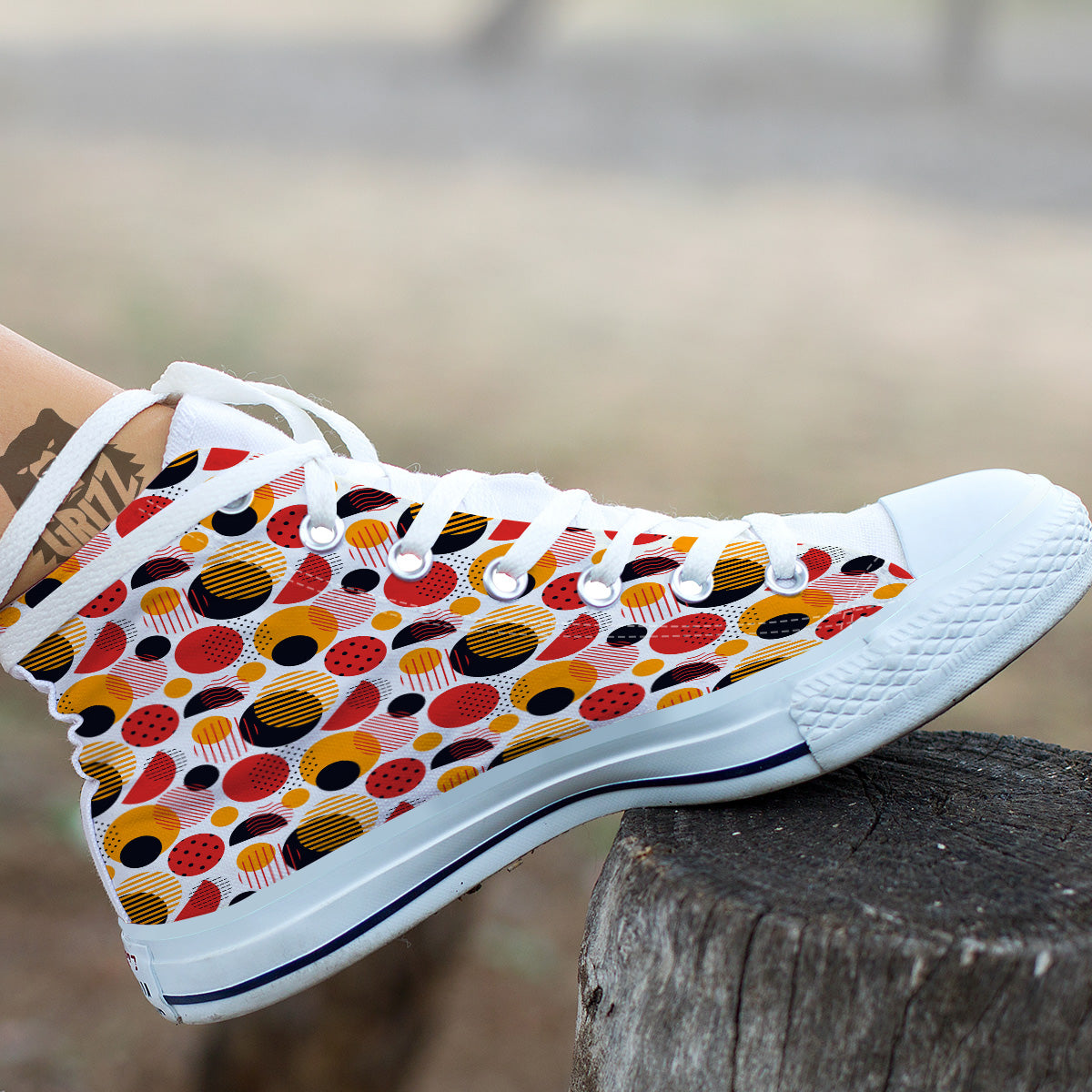 New Style Polka Dot Ornaments Print Pattern White High Top Shoes-grizzshop