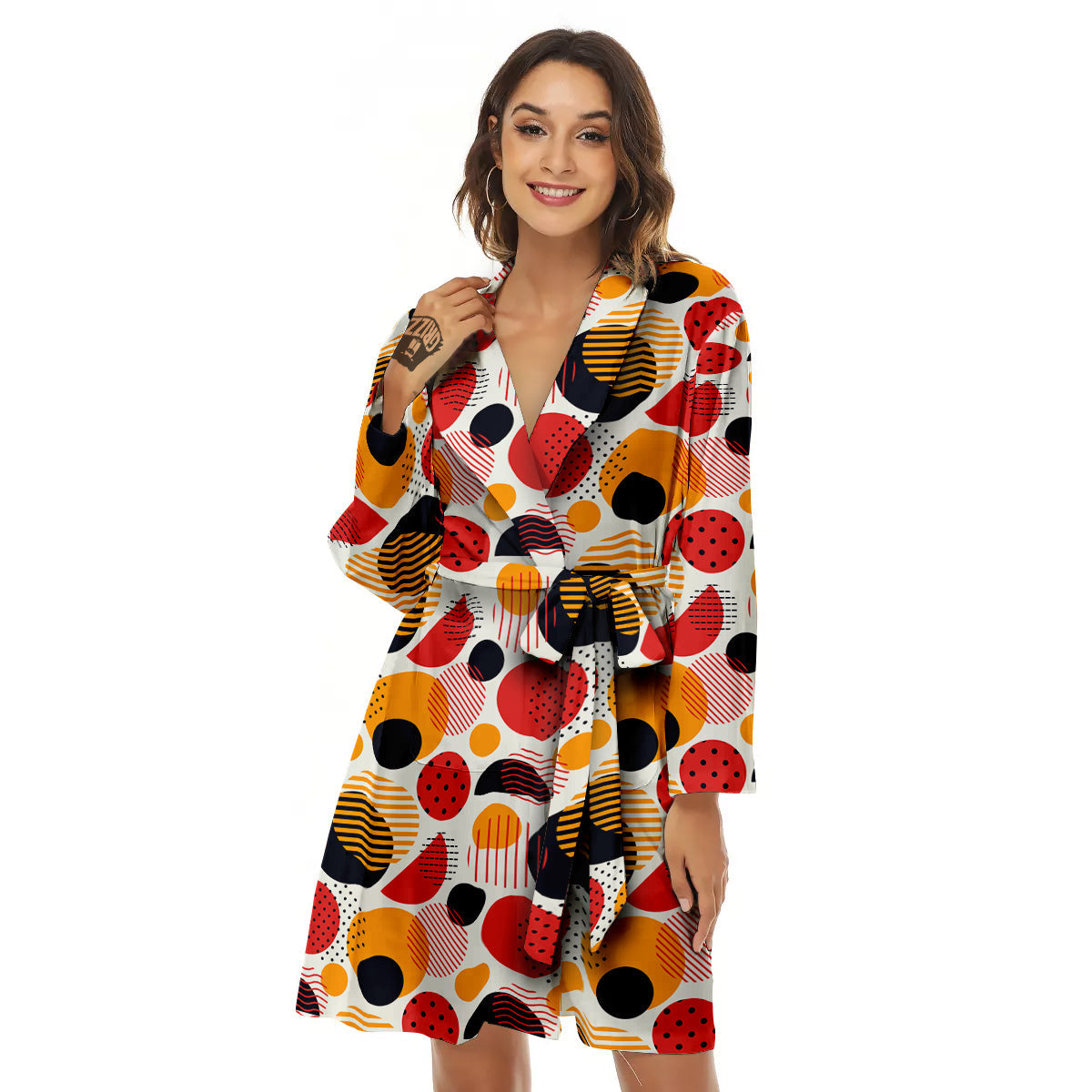 New Style Polka Dot Ornaments Print Pattern Women's Robe-grizzshop