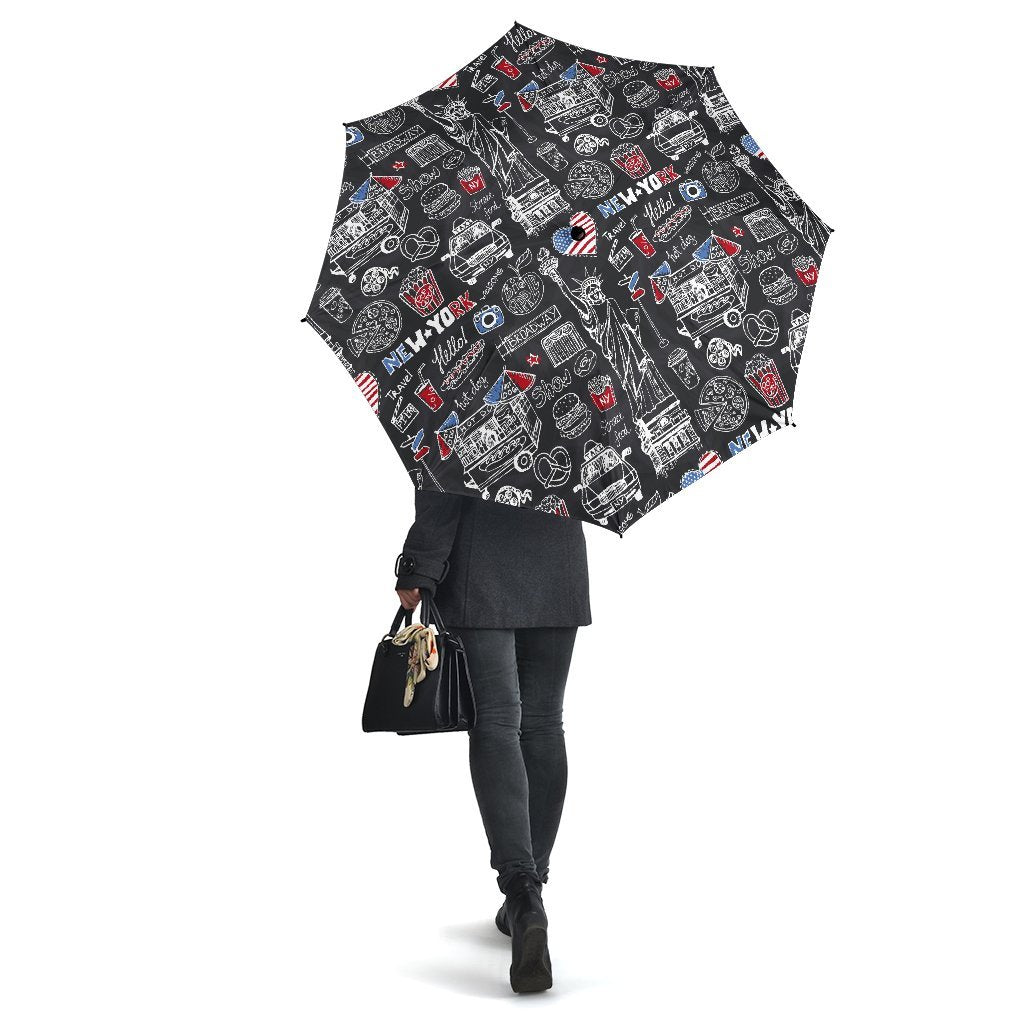 New York Love Pattern Print Automatic Foldable Umbrella-grizzshop
