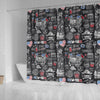 New York Love Pattern Print Bathroom Shower Curtain-grizzshop