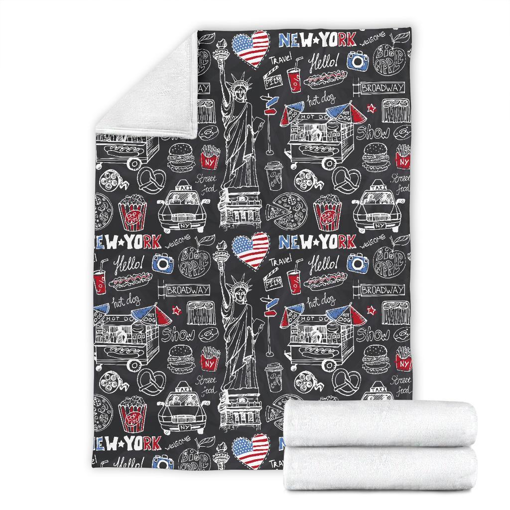 New York Love Pattern Print Blanket-grizzshop