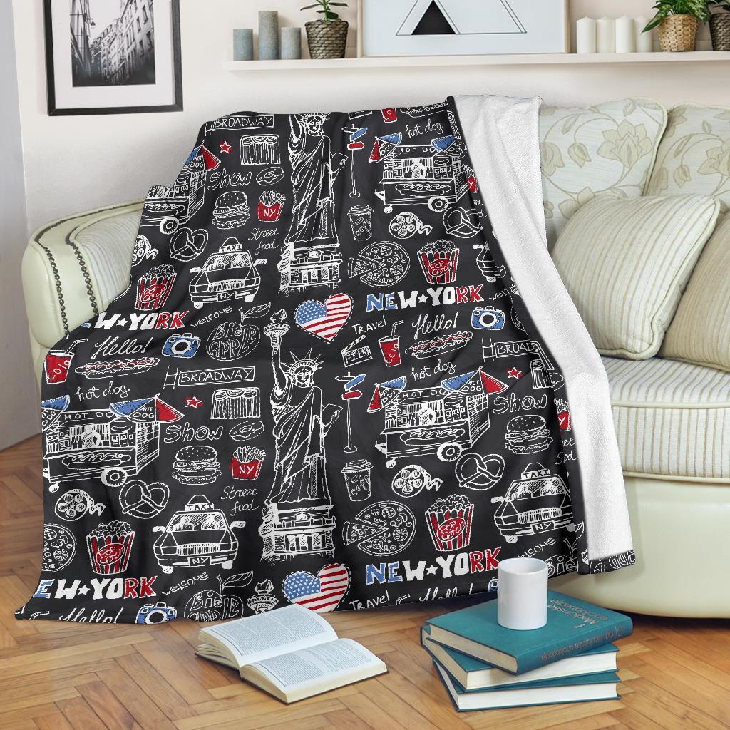 New York Love Pattern Print Blanket-grizzshop