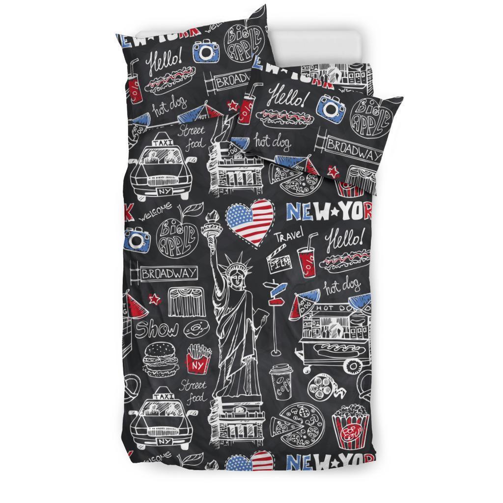 New York Love Pattern Print Duvet Cover Bedding Set-grizzshop