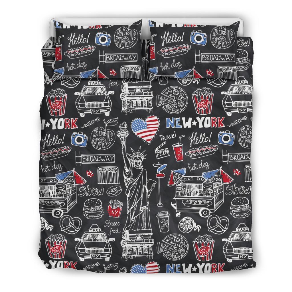 New York Love Pattern Print Duvet Cover Bedding Set-grizzshop