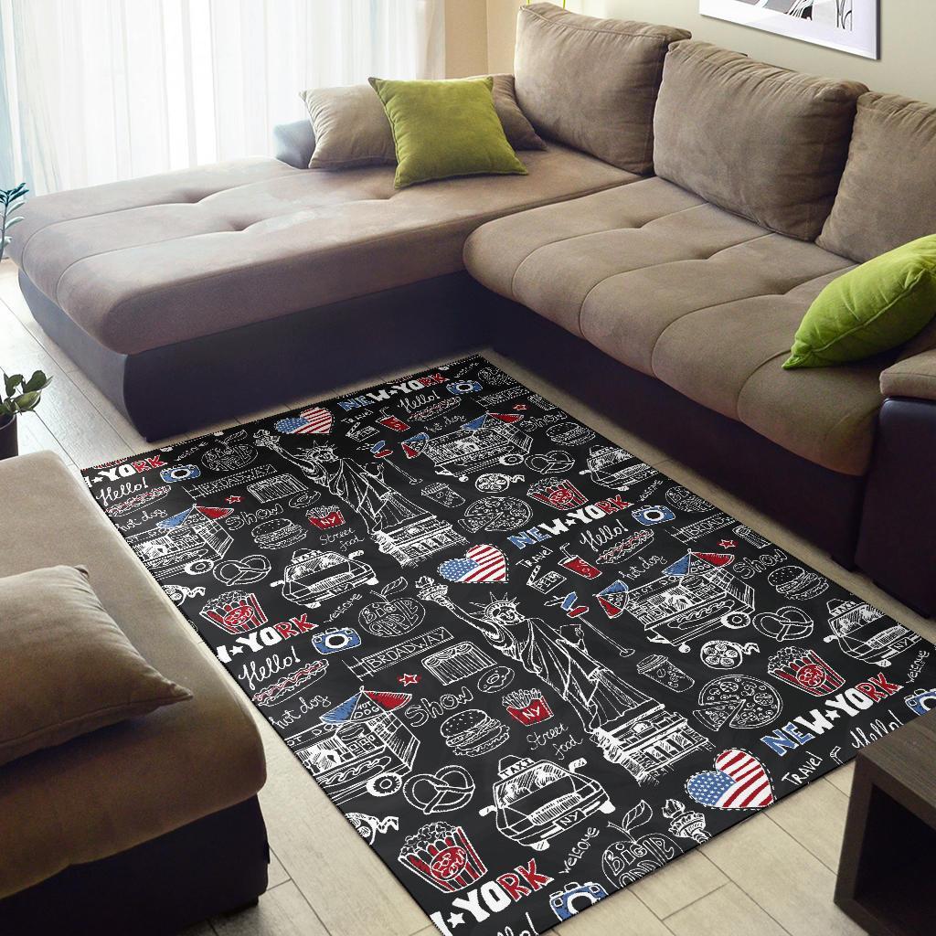 New York Love Pattern Print Floor Mat-grizzshop