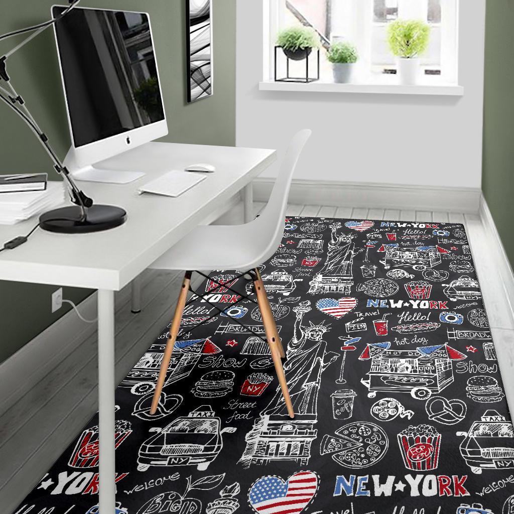 New York Love Pattern Print Floor Mat-grizzshop