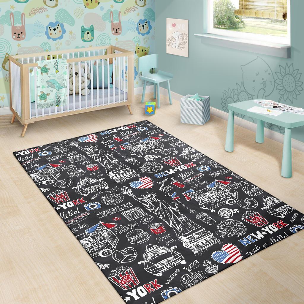 New York Love Pattern Print Floor Mat-grizzshop