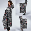 New York Love Pattern Print Hooded Blanket-grizzshop