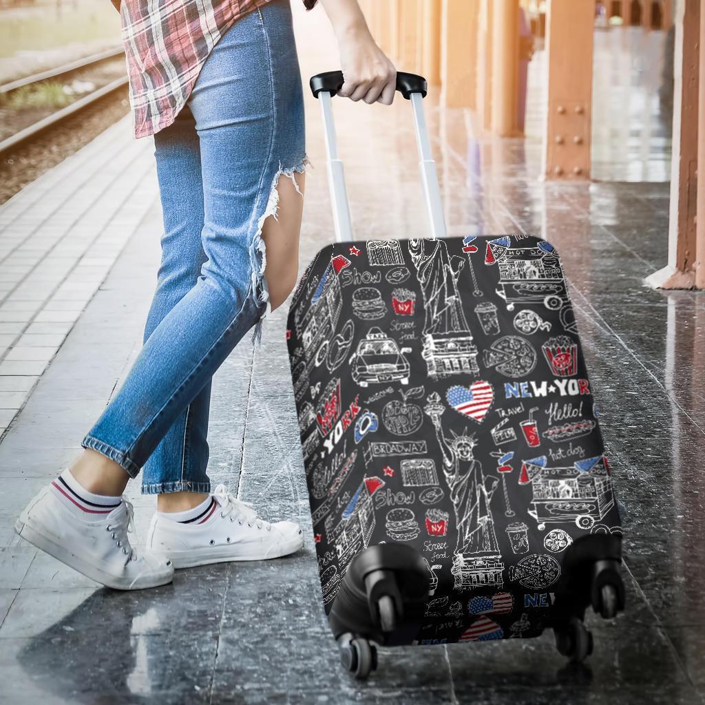 New York Love Pattern Print Luggage Cover Protector-grizzshop