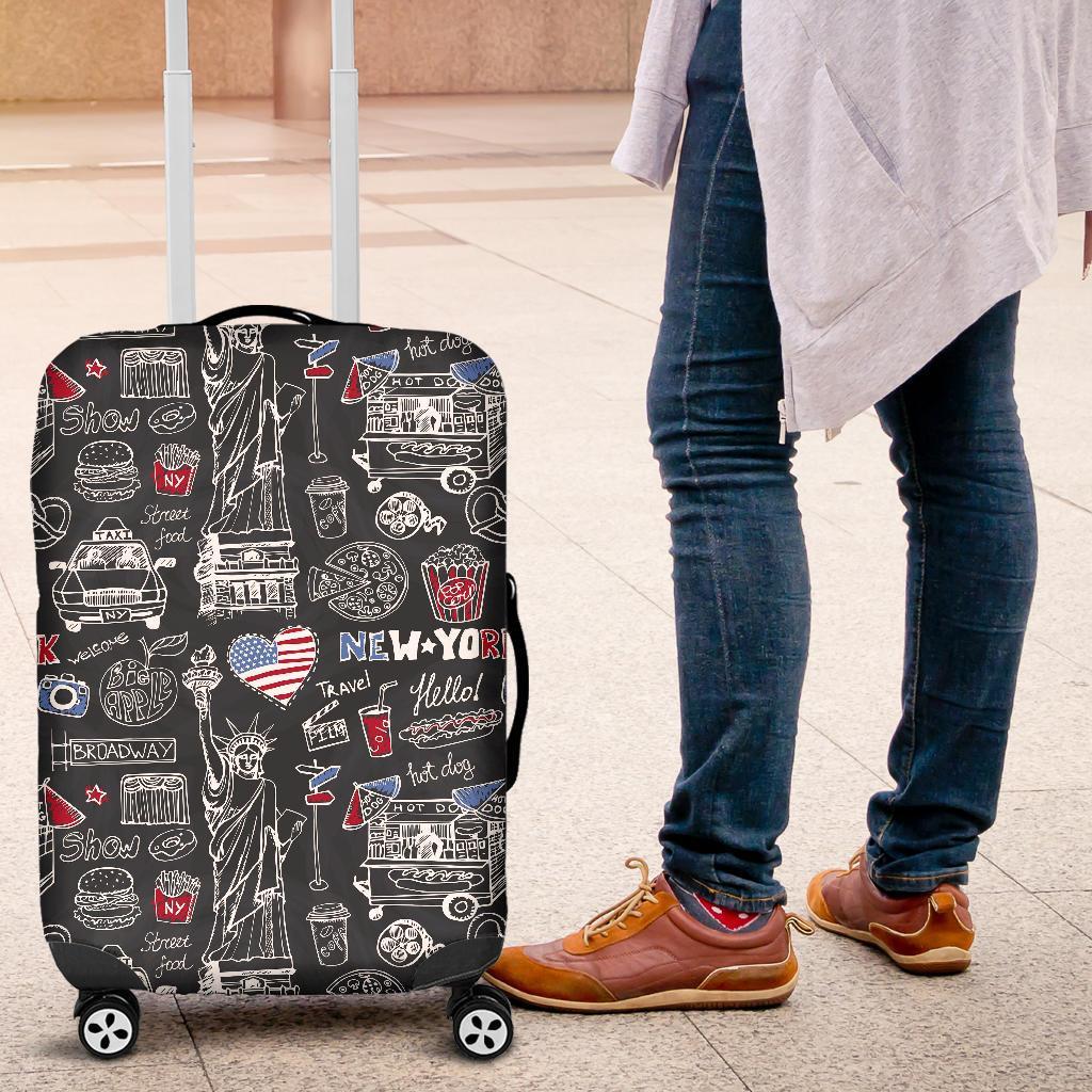 New York Love Pattern Print Luggage Cover Protector-grizzshop