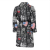 New York Love Pattern Print Men Long Robe-grizzshop