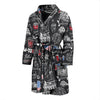 New York Love Pattern Print Men Long Robe-grizzshop