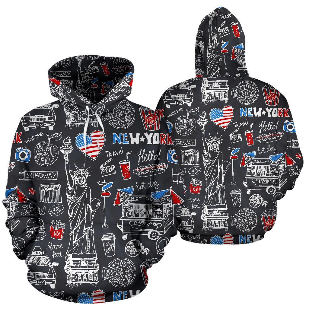 New York Love Pattern Print Men Women Pullover Hoodie-grizzshop