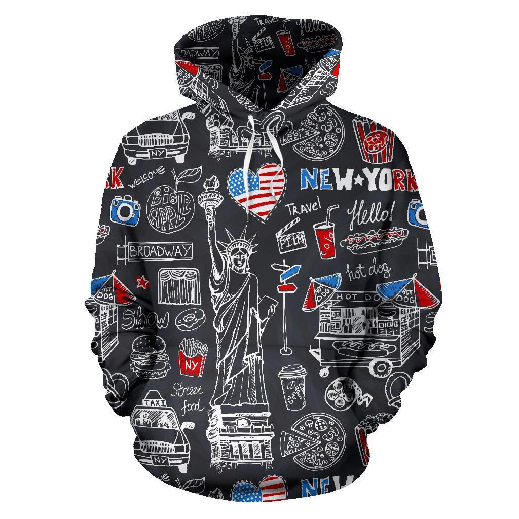 New York Love Pattern Print Men Women Pullover Hoodie-grizzshop