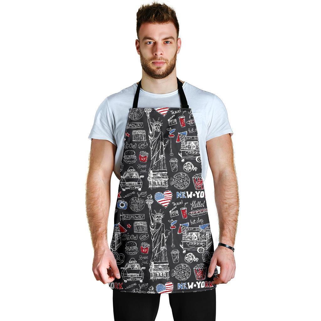 New York Love Pattern Print Men's Apron-grizzshop