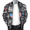 New York Love Pattern Print Men's Bomber Jacket-grizzshop