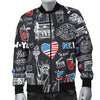 New York Love Pattern Print Men's Bomber Jacket-grizzshop