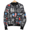 New York Love Pattern Print Men's Bomber Jacket-grizzshop