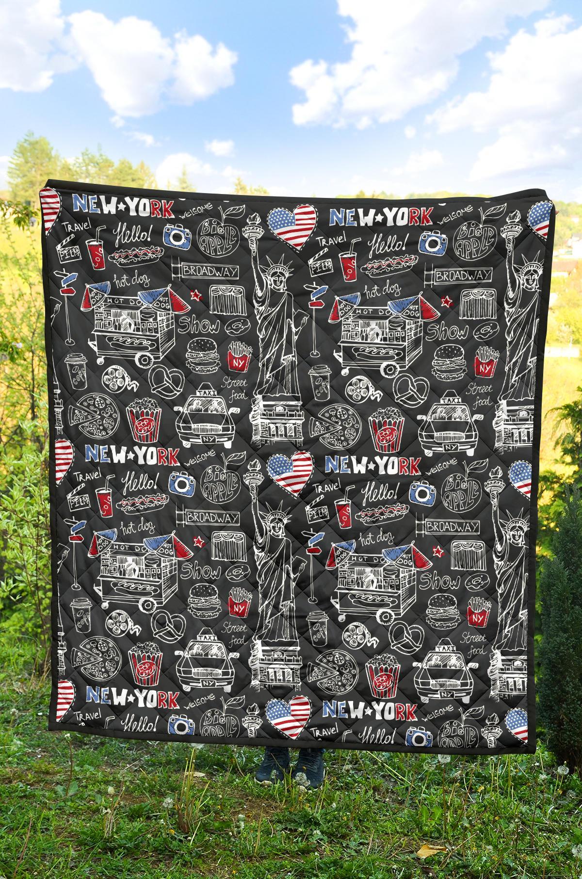 New York Love Pattern Print Quilt-grizzshop