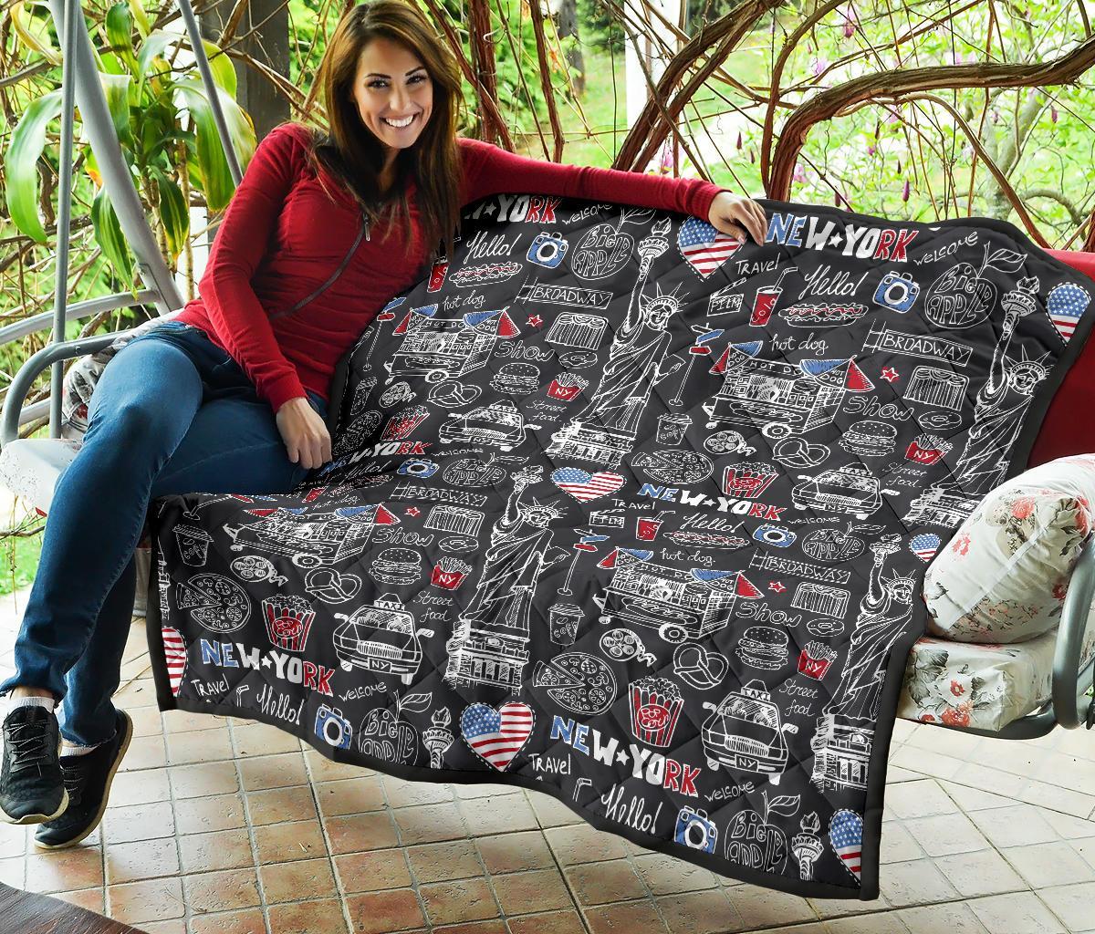 New York Love Pattern Print Quilt-grizzshop