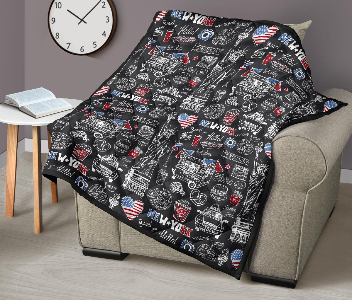 New York Love Pattern Print Quilt-grizzshop