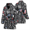 New York Love Pattern Print Women Long Robe-grizzshop