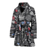 New York Love Pattern Print Women Long Robe-grizzshop