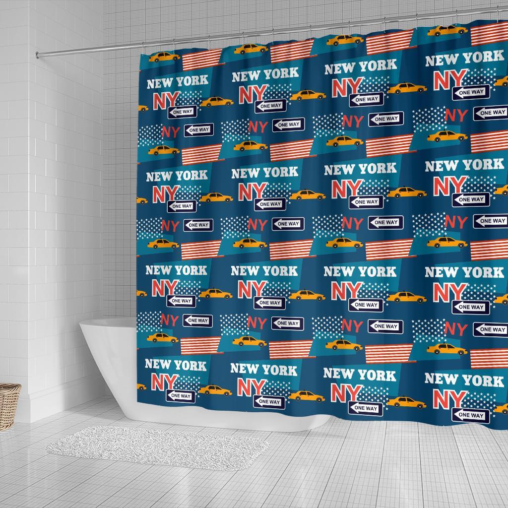 New York Pattern Print Bathroom Shower Curtain-grizzshop