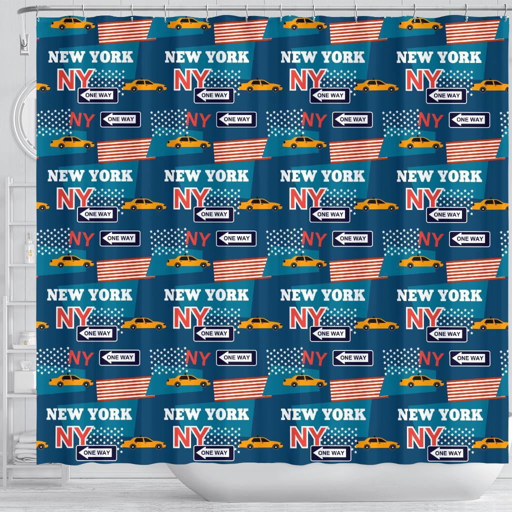 New York Pattern Print Bathroom Shower Curtain-grizzshop