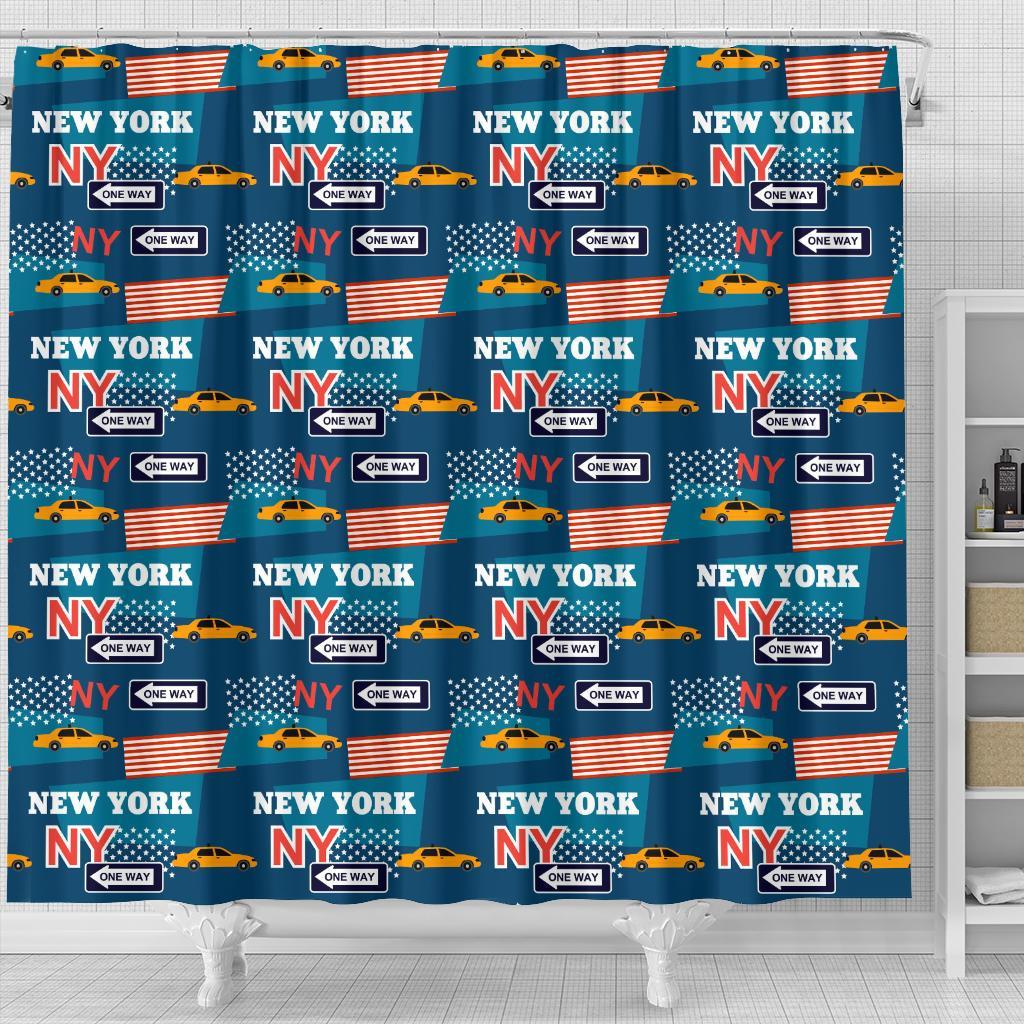 New York Pattern Print Bathroom Shower Curtain-grizzshop