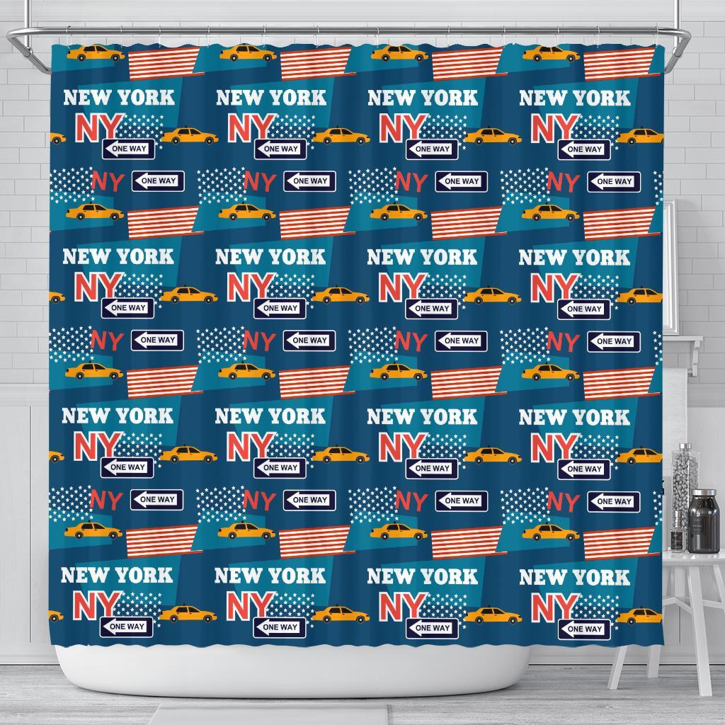 New York Pattern Print Bathroom Shower Curtain-grizzshop