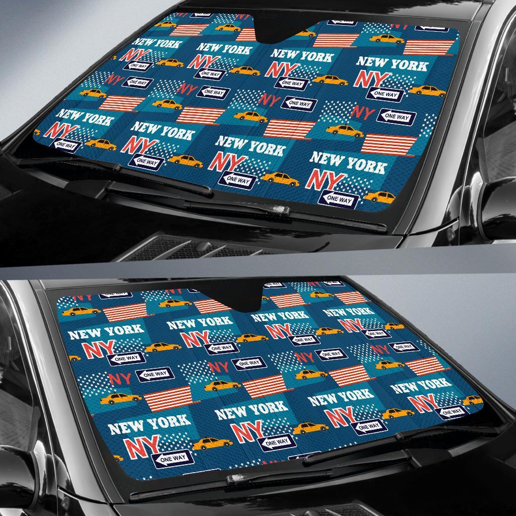 New York Pattern Print Car Sun Shade-grizzshop