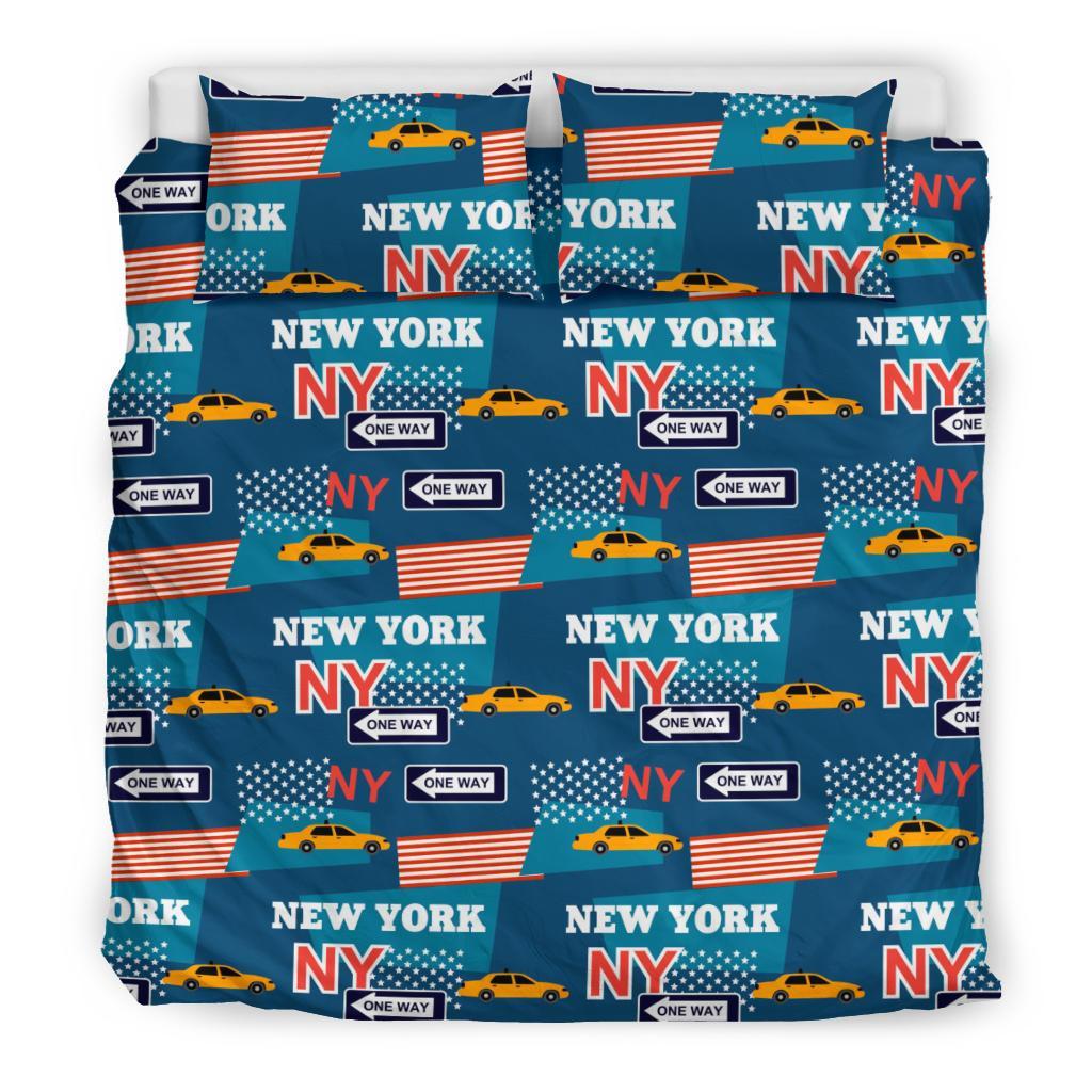 New York Pattern Print Duvet Cover Bedding Set-grizzshop