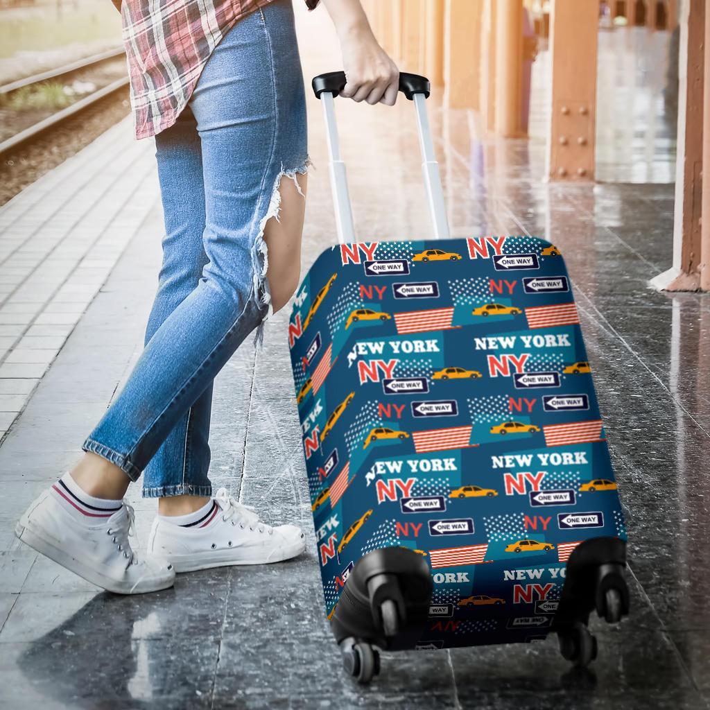 New York Pattern Print Luggage Cover Protector-grizzshop