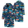 New York Pattern Print Men Long Robe-grizzshop