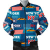 New York Pattern Print Men's Bomber Jacket-grizzshop