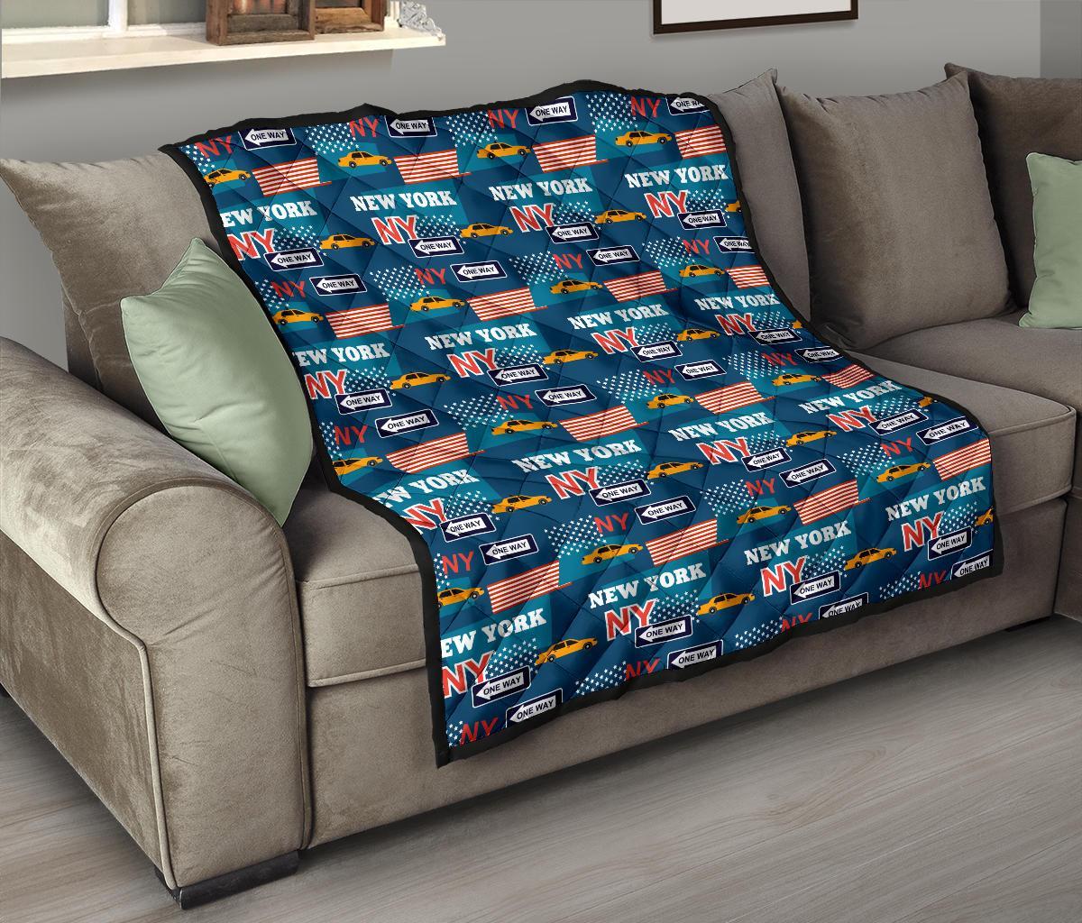 New York Pattern Print Quilt-grizzshop