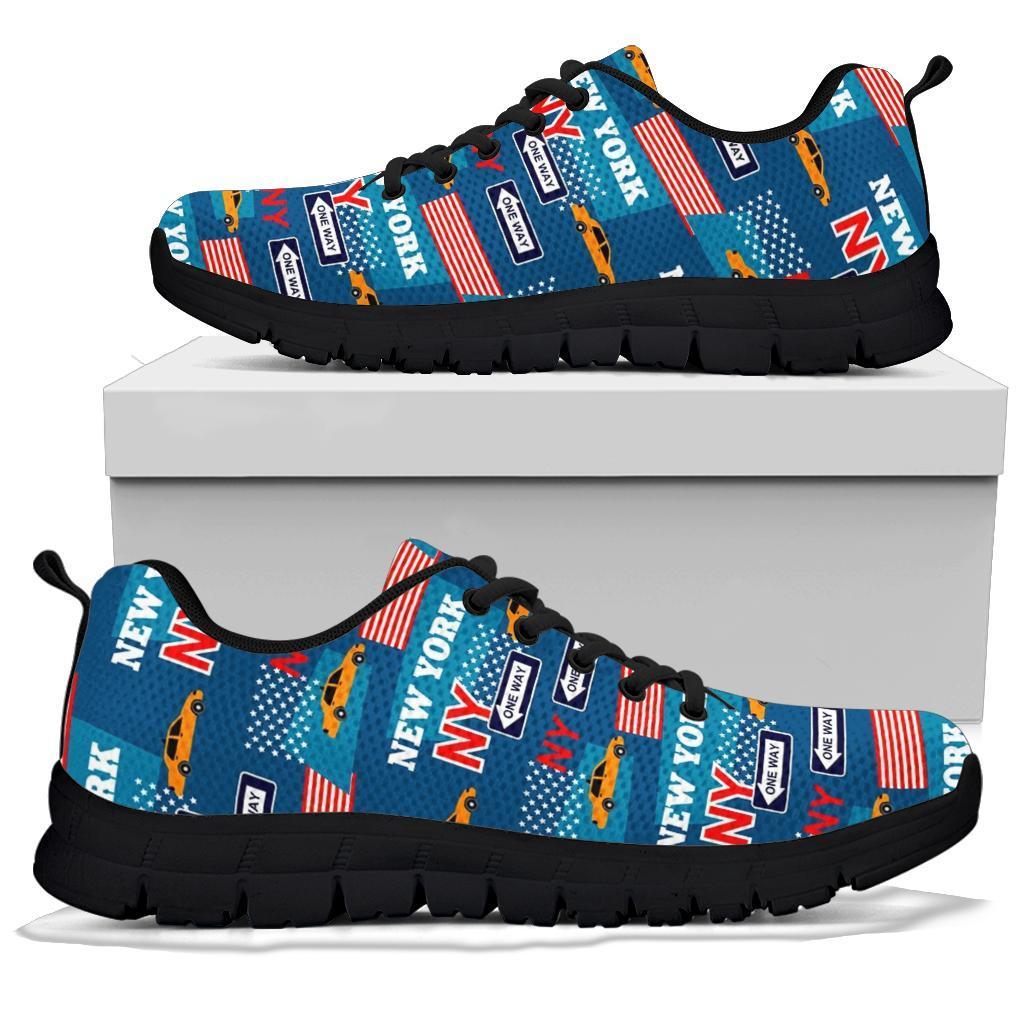 New York Pattern Print Sneaker Shoes For Men Women-grizzshop