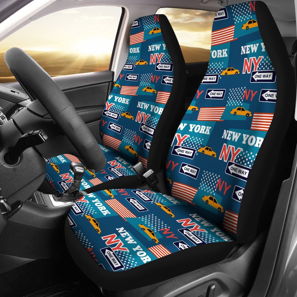 New York Pattern Print Universal Fit Car Seat Covers-grizzshop