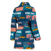 New York Pattern Print Women Long Robe-grizzshop