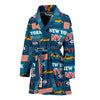 New York Pattern Print Women Long Robe-grizzshop