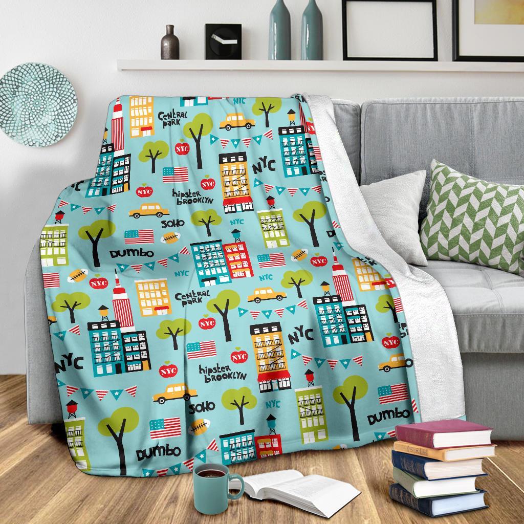 New York Print Pattern Blanket-grizzshop