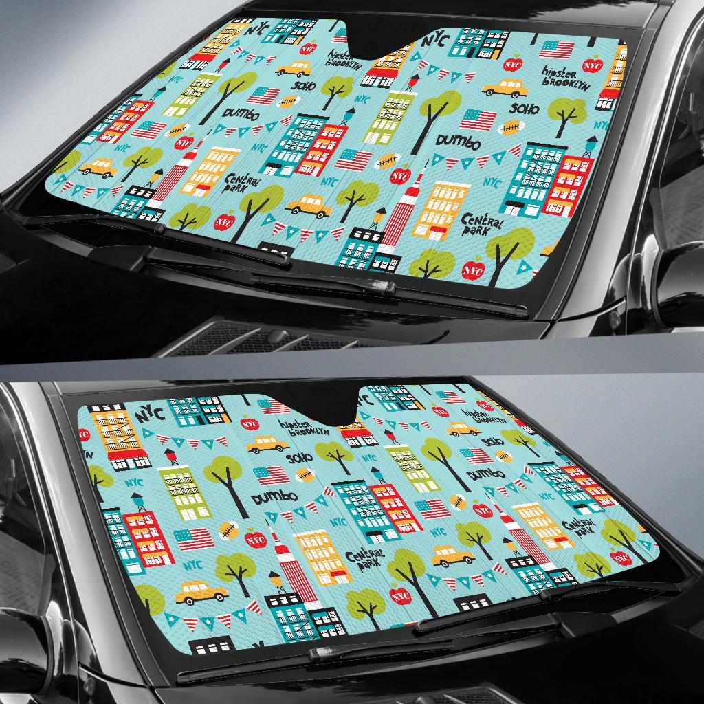 New York Print Pattern Car Sun Shade-grizzshop