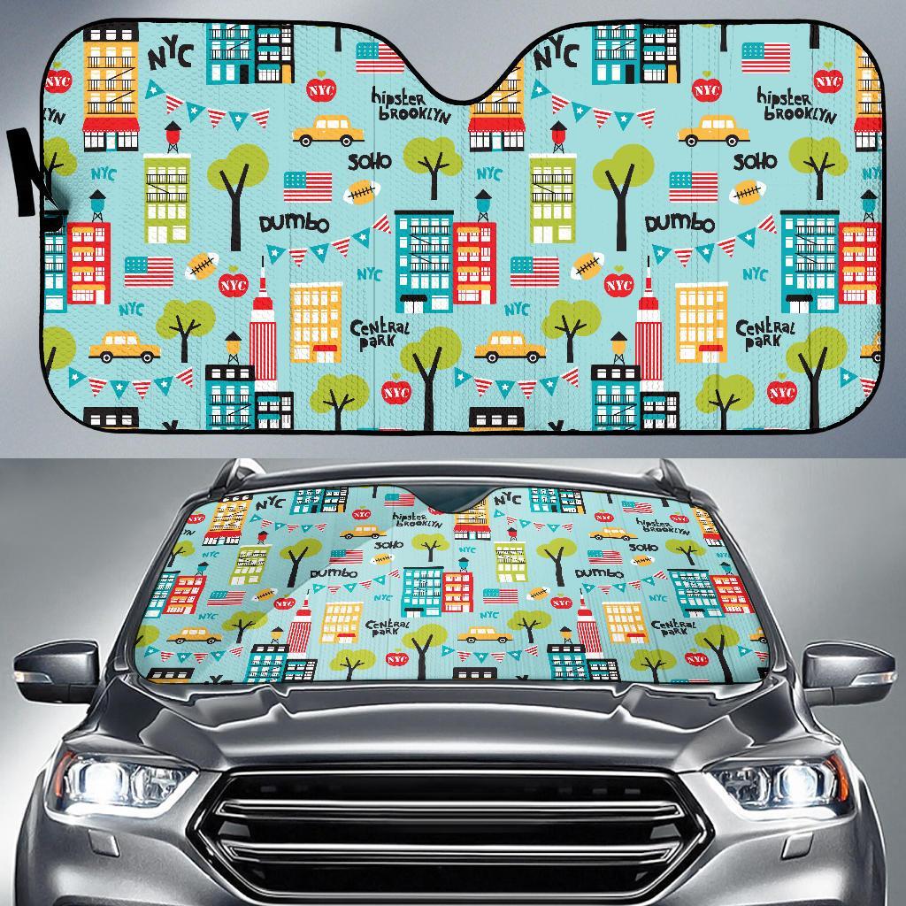 New York Print Pattern Car Sun Shade-grizzshop
