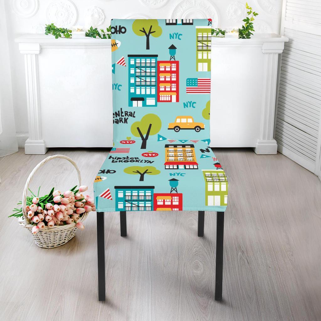 New York Print Pattern Chair Cover-grizzshop