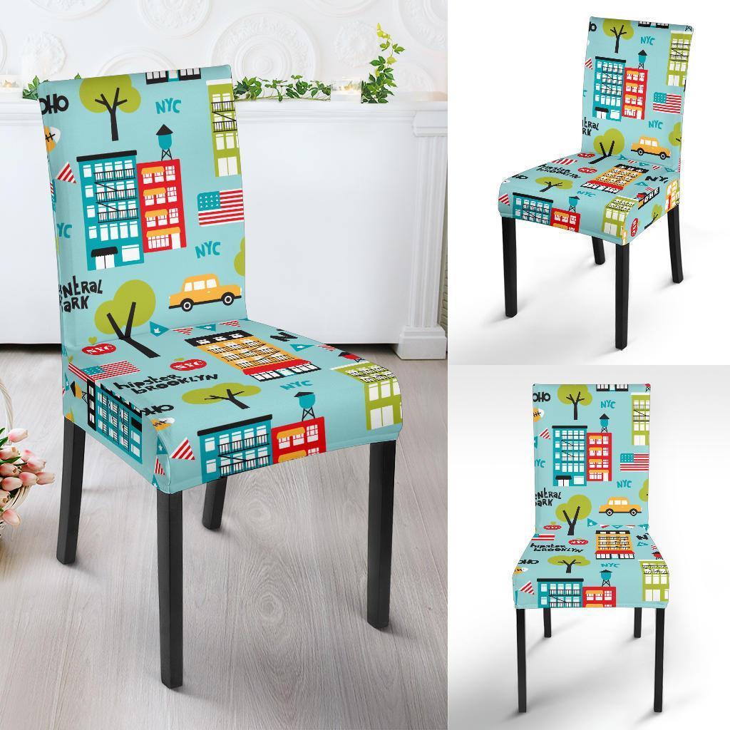 New York Print Pattern Chair Cover-grizzshop