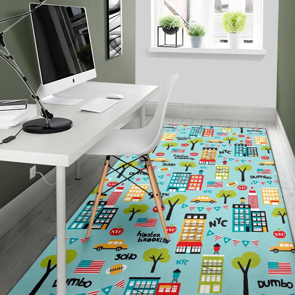 New York Print Pattern Floor Mat-grizzshop