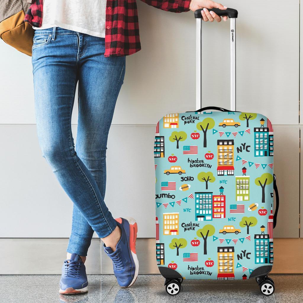 New York Print Pattern Luggage Cover Protector-grizzshop